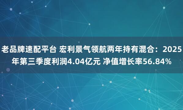 老品牌速配平台 宏利景气领航两年持有混合：2025年第三季度利润4.04亿元 净值增长率56.84%