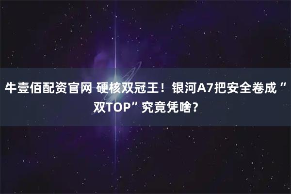 牛壹佰配资官网 硬核双冠王！银河A7把安全卷成“双TOP”究竟凭啥？