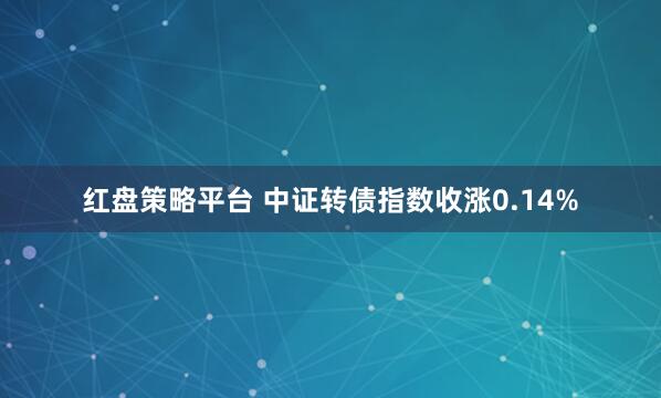 红盘策略平台 中证转债指数收涨0.14%